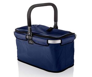Genius Falko Premium - Cestino per la spesa da 22 l, pieghevole, con coperchio, con manico in alluminio, colore: Blu