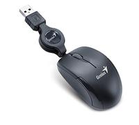 Genius Microtraveler Mouse con Cavo USB Retrattile, 3 Tasti, 1200 Dpi, Nero