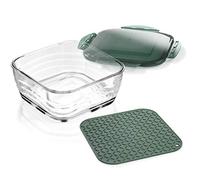 Genius Nicer Dicer Chef A27054 - Ciotola grande in vetro con coperchio e tappetino in silicone, adatta al forno e al congelatore, 2800 ml