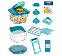 Genius Nicer Dicer Chef - Affettatrice per verdure professionale, 18 pezzi, contenitore da 5,2 l, coperchio in vetro, a spirale, con ricetta