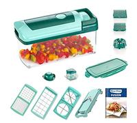 Genius Nicer Dicer Fusion Set Affettatutto ed 13 Pezzi, Plastica, Verde Acqua