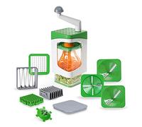 Genius Nicer Dicer Julietti - Affettatrice a spirale, 13 pezzi, con taglierina a cubo, set per spirali e dadi, contiene 7 inserti di taglio e contenitore di raccolta 1200 ml, verde
