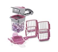 Genius Nicer Dicer Quick Tritatutto Manuale 5 in 1, Mora | Lame inox G-NOX, 3 inserti intercambiabili, contenitore 200 ml, lavastoviglie, 7 pezzi, 20x10x10 cm