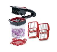 Genius Nicer Dicer Quick XXL A27165 - Set di 7 tritatutto con 3 inserti intercambiabili e contenitore di raccolta da 320 ml in formato manuale, 30 cubetti o 10 dischi con un clic, in acciaio INOX