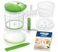 Genius Nicer Dicer Twist A29187 - Tritacipolle universali - Tagliaverdure manuale con corda, centrifuga per insalata e setaccio - Taglierina cipolle per tritare + purea 1000 ml