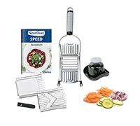 Genius - Set di 7 affettatrici per verdure Nicer Dicer Speed, affettaverdure con 3 inserti e supporto per il taglio, grattugia per parmigiano, grattugia a julienne e affettatrice a V