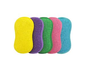 Genius Set di spugne in microfibra 2 in 1, 5 pezzi, da cucina, senza graffi e aloni, con lato morbido e grossolano
