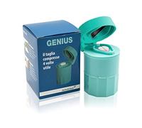 GENIUS TAGLIAPILLOLE, Taglia Pastiglie che Taglia con Precisione Compresse di ogni Dimensione, Frantuma Pastiglie, Comodo e Pratico Contenitore Tascabile di Pillole e Compresse a Due Scomparti