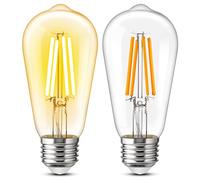 Genixgreen Lampadina LED retrò dimmerabile ST58, 9 W, equivalente a una lampadina E27 da 90 W, luce bianca calda 2700 K, ideale per l'illuminazione domestica o commerciale. Set di 2