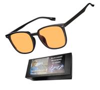 genkigold 20x Lenti Arancioni Occhiali Filtranti Luce Blu:Migliorano Qualità del Sonno,Combattono Insonnia,Alleviano Occhi Secchi,Mal di Testa da Computer,TV,Giochi,Visione Offuscata (Telaio Nero)