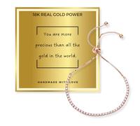 genkigold Bracciale da Tennis Placcato in Oro Rosa per Donne Ragazze - Luccica con Diamanti Rotondi Incastonati a Griffe! Viene Fornito con Speciale Carta Messaggio Dorata (You Carta)
