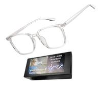 Genkigold Lenti Trasparenti Occhiali Filtranti Luce Blu:Migliorano Qualità del Sonno,Combattono Insonnia,Alleviano Occhi Secchi,Mal di Testa da Computer,TV,Giochi,Visione Offuscata(Telaio Trasparenti)