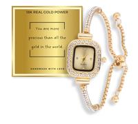 genkigold Orologio Bracciale per Bambini - Placcato Oro 18k con Diamanti di Laboratorio Scintillanti, Taglia Regolabile, Orologio da Polso alla Moda con Quadrante Oro, Regali di Compleanno Natale