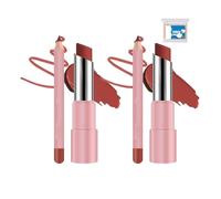 Genli Lip Balm,Genli Lifter Glaze Oil Lip Balm Lipstick Set Drip Lip Gloss with 24hrs of Smooth,Long-Lasting Waterproof Matte Lipstick and Lip Liner Set,Moisturizing and Hydrating (2*#02)