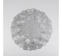 GENMIP 4 Tovagliette All'americana, Tovaglietta Rotonda Con Motivo A Fiori, Resistente Al Calore, Lavabile, Antiscivolo, Durevole In PVC Per Tavolo Da Pranzo, Oro, 38 Cm,Argento