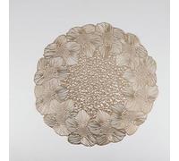 GENMIP 4 Tovagliette All'americana, Tovaglietta Rotonda Con Motivo A Fiori, Resistente Al Calore, Lavabile, Antiscivolo, Durevole In PVC Per Tavolo Da Pranzo, Oro, 38 Cm,Oro