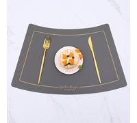 GENMIP Tovaglietta A Cuneo Tinta Unita Con Linea E Lettera Tovaglietta All'americana In Pelle Lavabile Resistente Al Calore Antiscivolo Per Le Vacanze Di Natale, Nero, 51x29,5 Cm,Grigio,44x27 Cm