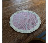 GENMIP Tovaglietta Rotonda Con Motivo A Righe Ondulate Con Nappa Tovagliette All'americana In Cotone Poliestere Lavabile Resistente Al Calore Per Tavolo Da Pranzo, Verde Beige, 38 Cm,Rosa Beige,30 Cm
