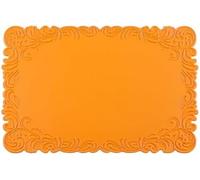 GENMIP Tovagliette Rettangolari Tinta Unita Con Motivo Floreale Tovagliette In PVC Antiscivolo Lavabili Resistenti Al Calore Per La Cena Delle Vacanze Del Ringraziamento, Verde, 45x30 Cm,Arancia