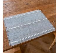 GENMIP Tovagliette Rettangolari, Tovagliette In Cotone E Lino Antiscivolo, A Trama Cava, Resistenti Al Calore, Lavabili, Per La Cena Di Natale, Del Ringraziamento, Marrone Chiaro, 45x33 Cm,Grigio Blu