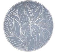 GENMIP Tovagliette Rotonde Con Motivo A Foglie Di Alghe, Resistenti Al Calore, Lavabili, Antiscivolo, Durevoli, In PVC, Per La Cena Di Natale, Del Ringraziamento, Oro Bianco, 38 Cm,Blu Argento