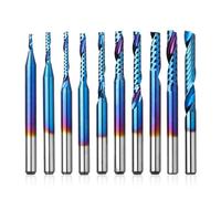 Genmitsu 1/8 di pollice gambo 10pcs Carbide Spiral O Flute (Single Flute) End Mill CNC Router Bits, solido Nano Blue Coat, per la lavorazione del legno Taglio intaglio, OS10A