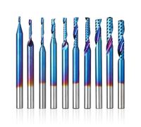 Genmitsu 1/8 pollici gambo 10 pezzi carburo spirale O flauto (singolo flauto) punte del router CNC, 91,5 HRA superiore Nano rivestimento blu, OS10B