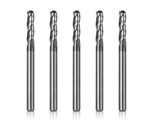 Genmitsu 5 pezzi frese a testa sferica CNC router bits, 1/8" gambo in acciaio al tungsteno CNC Cutter con 3-Flute Carving Bit Set, 1-1/2" lunghezza totale TiAlN rivestito, 3BNB05
