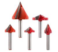 Genmitsu 5PCS Set di punte Router per scanalature a V, 60° 90° 120° 150° Angolo, gambo da 6 mm, 3D V forma Fresa per legno Fresa per legno Coltello per incisione CNC Router Bit, VG05A