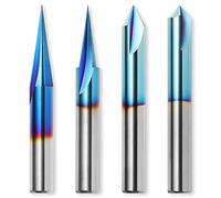 Genmitsu CNC Cubi di legno Bitset 1/4'' Albero, 4 pezzi, 15° Taglio al dettaglio Liner+ 20° Profilo bit 60° & 90° V Groove, WC04A