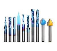 Genmitsu Collezione di punte per router CNC per uso generico, gambo da 1/4", rivestimento blu nano, MC10A
