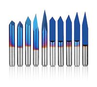 Genmitsu Set di 10 punte per router CNC con gambo da 1/8'', punta a V piatta: 20/30/45/60/90 gradi Punta a V triangolare: 20/30/45/60/90 gradi punta da 0,1 mm, nano blu Cappotto conico