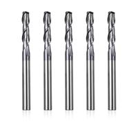 Genmitsu Set di 5 punte per fresa CNC, codolo da 1/4", in acciaio al tungsteno, con 2 scanalature, lunghezza totale, rivestimento TiAlN, per alluminio, metallo, plastica, MDF e legno, 5 pezzi,2FNC05