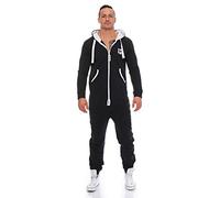 Gennadi Hoppe Tuta da uomo Onesie Jogger Tuta intera Slim Fit, Nero (Black), XXXL