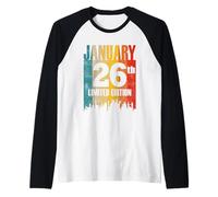 Gennaio 26 Edizione Limitata Retro Vintage Compleanno Maglia con Maniche Raglan