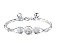 gennaio pietra portafortuna gioielli Electroplated Silver Bracelet for Women Silver Beads Fashion and Personized Style Bell Bracelet Buddha Bracciale da uomo, Taglia unica, Rame, Nessuna pietra