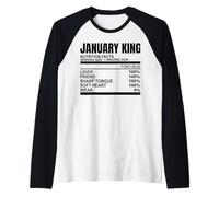 Gennaio Re Uomini Compleanno Divertente Ragazzo Fatti Nutrizionali papà Figlio Maglia con Maniche Raglan