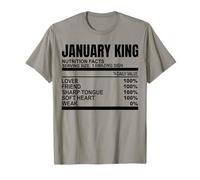 Gennaio Re Uomini Compleanno Divertente Ragazzo Fatti Nutrizionali papà Figlio Maglietta