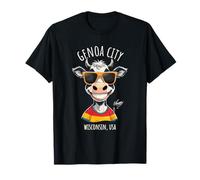 Genoa City WI USA Funny Mucca Cartoon Design Maglietta
