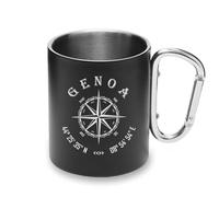 Genoa Italy Coordinates Travel City tazza in metallo moschettone manico, tazza da campeggio