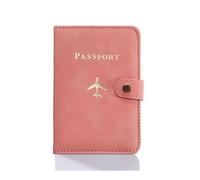 GENODA Custodia in pelle per passaporto custodia impermeabile da viaggio porta carte di credito adorabile libro passaporto per donne/uomini custodia per passaporto con fibbia, C rosa, Jeden rozmiar