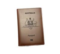 GENODA Custodia per passaporto australiano in pelle bovina per passaporto australiano, portafoglio da viaggio, accessori da viaggio in pelle, Nessun nome, Taglia unica