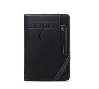 GENODA Donne Uomini RFID Vintage Business Passaporto Coperture Titolare Multifunzione ID Carta di Banca Custodia Portafoglio in Pelle PU Accessori Da Viaggio, Nero , Taglia unica