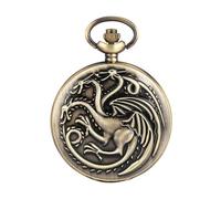 GENODA Orologio da taschino al quarzo, stile vintage, in bronzo, con mostro di fuoco, orologio, bronzo, misura unica