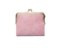 GENODA Portafoglio da donna, piccolo, compatto, in pelle, stile vintage, con cerniera e chiusura a bacio, rosa, 1 pezzo