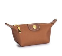 GENODA Portamonete da donna con cerniera, portatile, in tessuto Oxford, design di marca, idea regalo per donne, borsa da viaggio, borsa da trucco, Marrone, Taglia unica