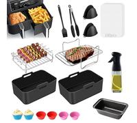 Genossen Set di accessori per friggitrice ad aria calda, 17 pezzi Airfryer per Ninja Foodi AF300EU AF400EU 7.6L-9.5L e la maggior parte dei fryer, Ninja Air Fryer Accessories senza BPA
