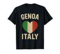 Genova Italia Liguria Amante Bandiera Italiana Cuore Maglietta
