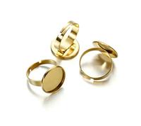 GENPICONG Base per Anello Regolabile in Acciaio Inossidabile da 10 Pezzi, Adatta per cabochon in Vetro da 10/12/14/16/18/20/25 mm, per la creazione di Gioielli con Anello Fai da Te.