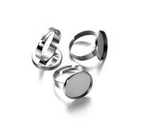 GENPICONG Base per Anello Regolabile in Acciaio Inossidabile da 10 Pezzi, Adatta per cabochon in Vetro da 10/12/14/16/18/20/25 mm, per la creazione di Gioielli con Anello Fai da Te.